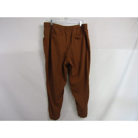 Old Navy Brown Linen Rayon Crop Pants sz XL Drawstring Minimalist Neutral Classi - Picture 2 of 9